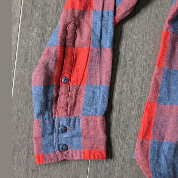 Like New, J. Crew Boy Shirt in Fiery Sunset Buffalo Plaid, 99% Cotton, Size 12 - Picture 7 of 11